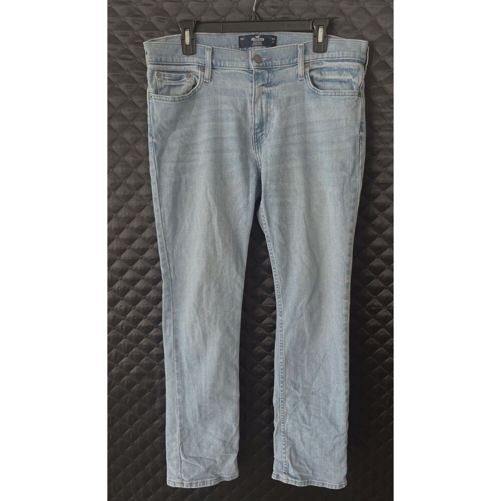 Hollister Epic Flex Skinny Jeans Mens 34x32 Light Wash Blue Denim Stretch